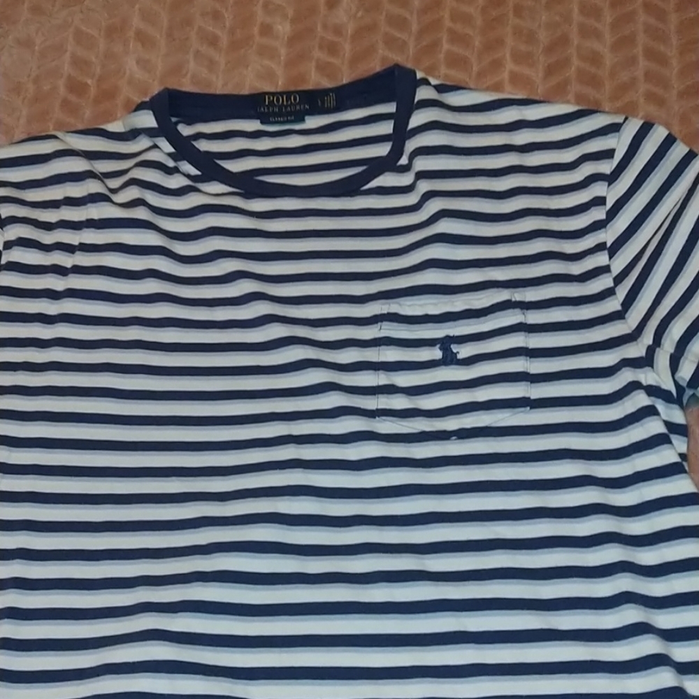 Ralph Lauren white/Blu large striped tee